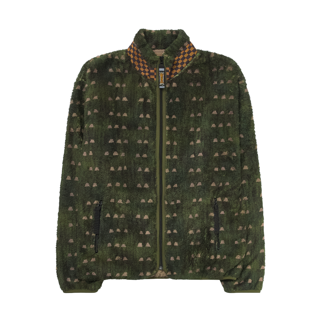 캐피탈 아이리스 플리스 집 블루종 카키(Kapital Fleece Zip Blouson with Irises Khaki)