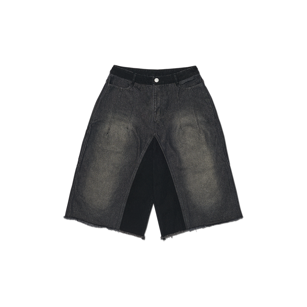 노매뉴얼 D.T 워시드 데님 버뮤다 팬츠 워시드 블랙(NOMANUAL D.T Washed Denim Bermuda Pants Washed Black)