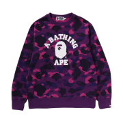BAPE Color Camo College Crewneck Sweatshirt Purple