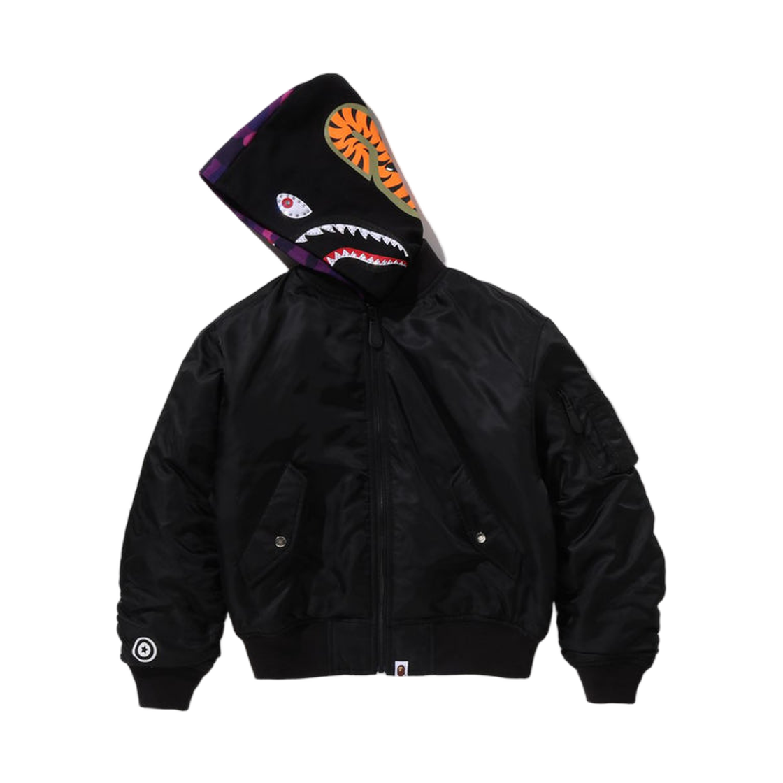 (W) 베이프 샤크 후드 Ma-1 블랙((W) BAPE Shark Hoodie Ma-1 Black) - 2