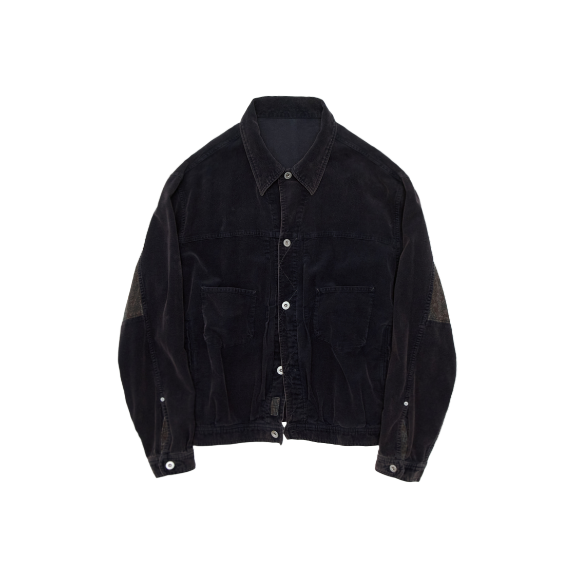 폴리테루 1011 페이즐리 트러커 자켓 코듀로이 다크 퍼플 네이비(Polyteru 1011 Paisley Trucker Jacket Corduroy Dark Purple Navy)