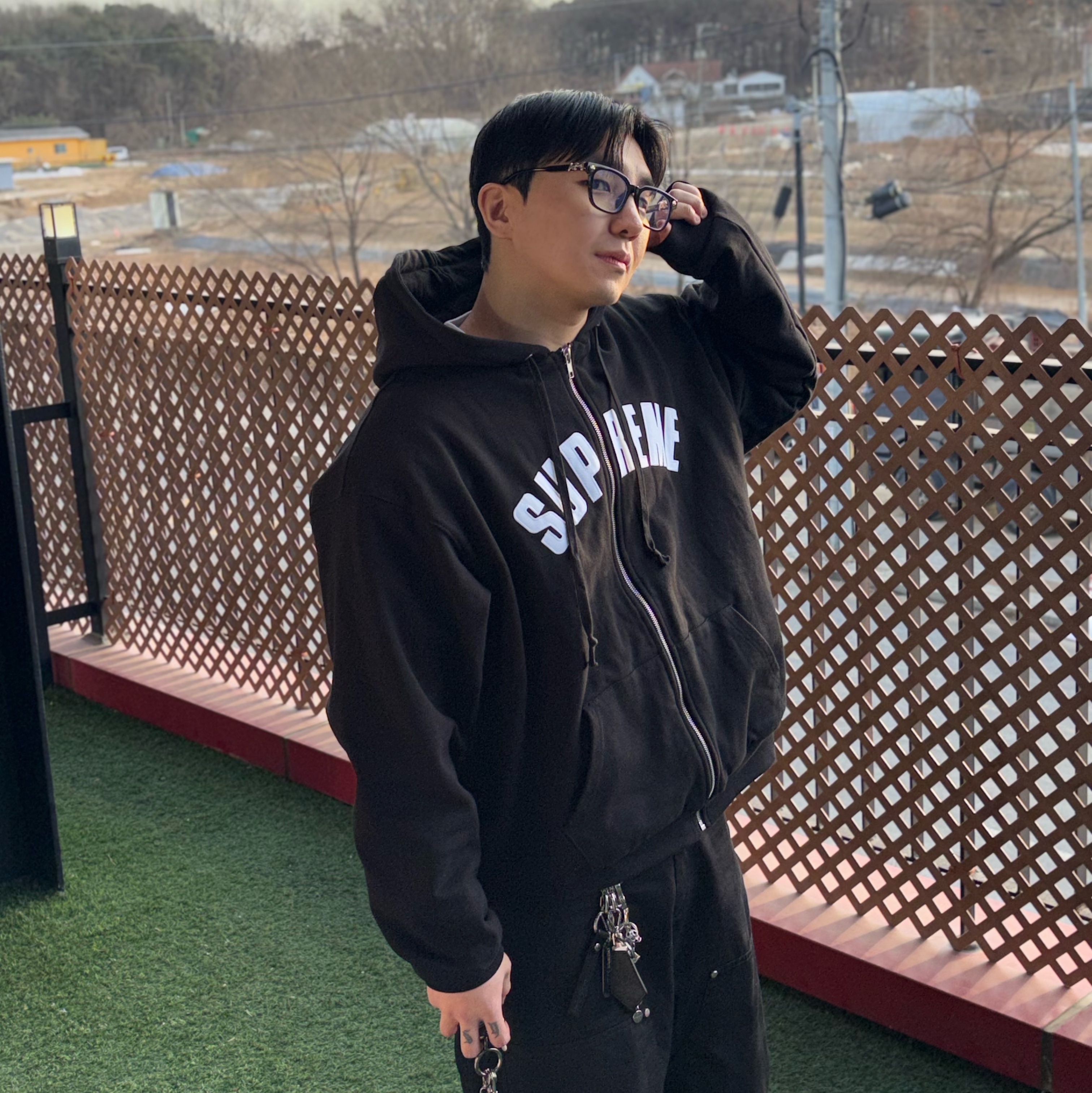 Supreme Arc Thermal Lined Zip Up Hooded Sweatshirt Black - 24FW, NONPARKING X kinchi N Road Boots Brown 착용 스타일 - 1