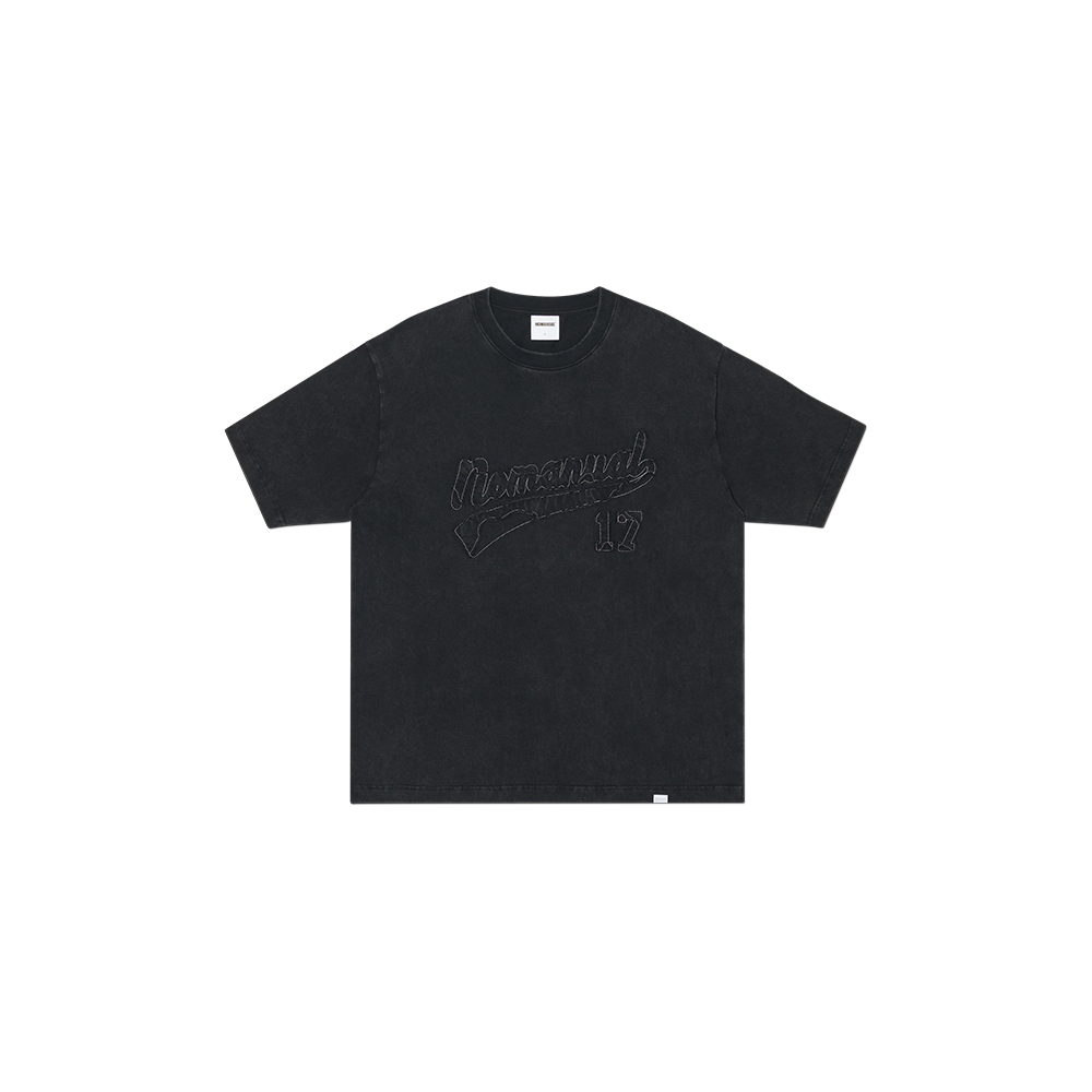 노매뉴얼 아플리케 티셔츠 워시드 블랙(NOMANUAL Applique T-shirt Washed Black)