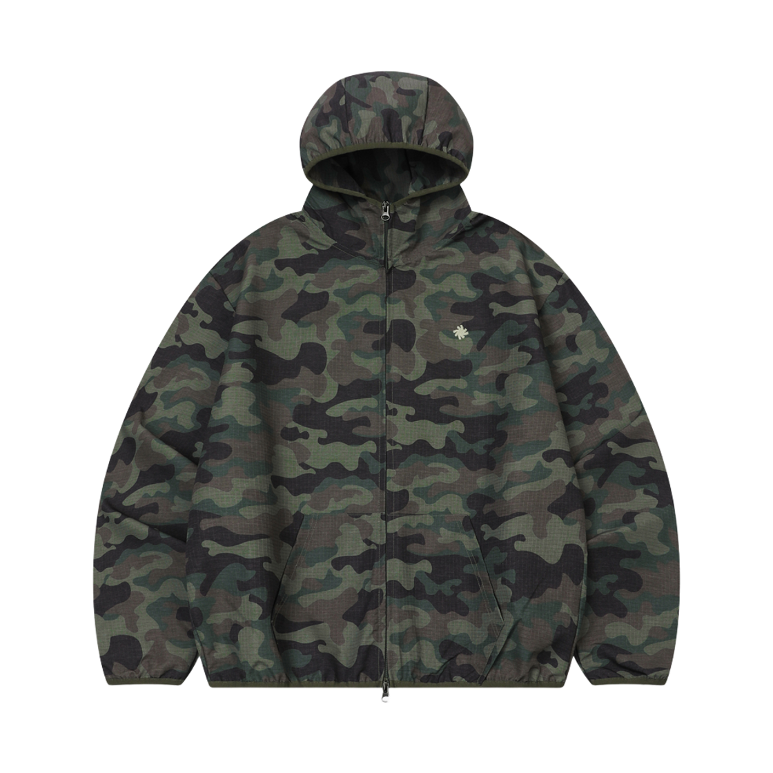 슬로우 레코드 하우스 립스탑 카모 윈드브레이커 카키(SLOW RECORD HOUSE Ripstop Camo Windbreaker Khaki)