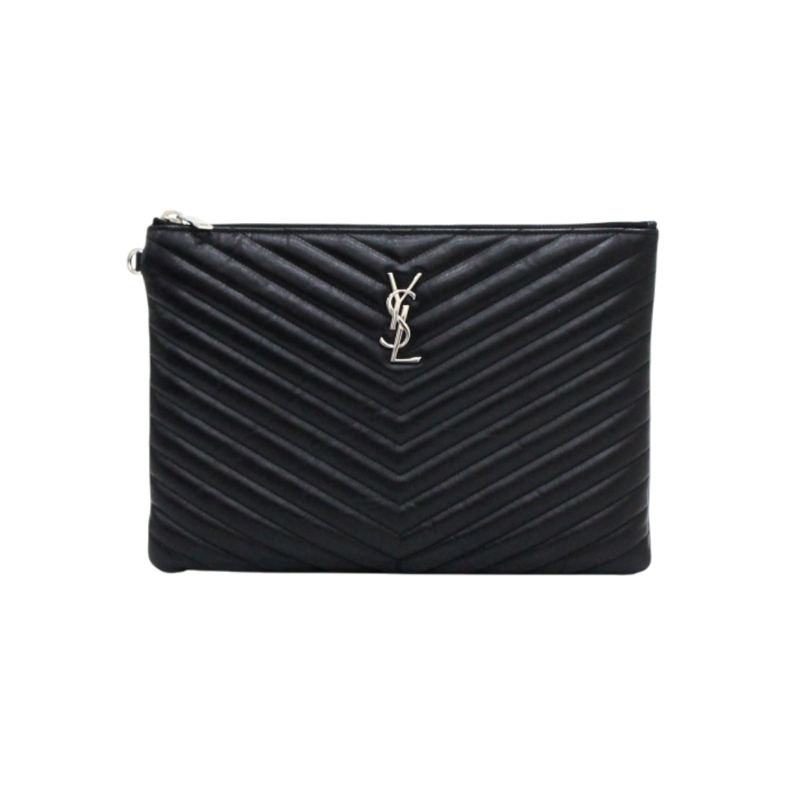 ITMDROHTOACM Saint Laurent Monogram Signature Silver Tablet Pouch Clutch Bag 559193