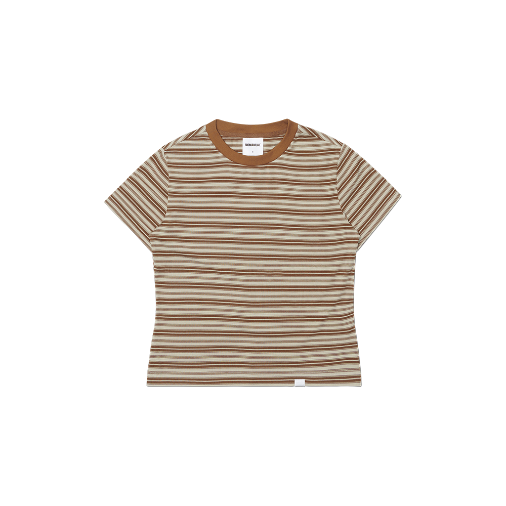 NMSS62TS45BRW (W) NOMANUAL Offbeat Stripe T-Shirt Brown