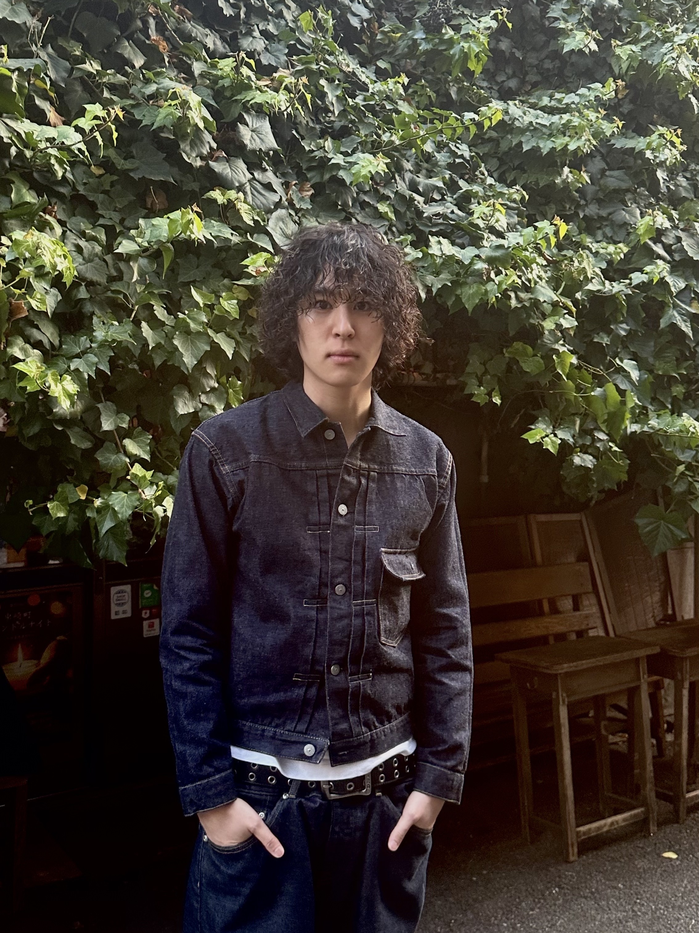 Sugar Cane 13 oz. 1936 Model Denim Blouse One Wash T-Black, Stussy Denim Big OL' Jean Rinsed Indigo 착용 스타일 - 2
