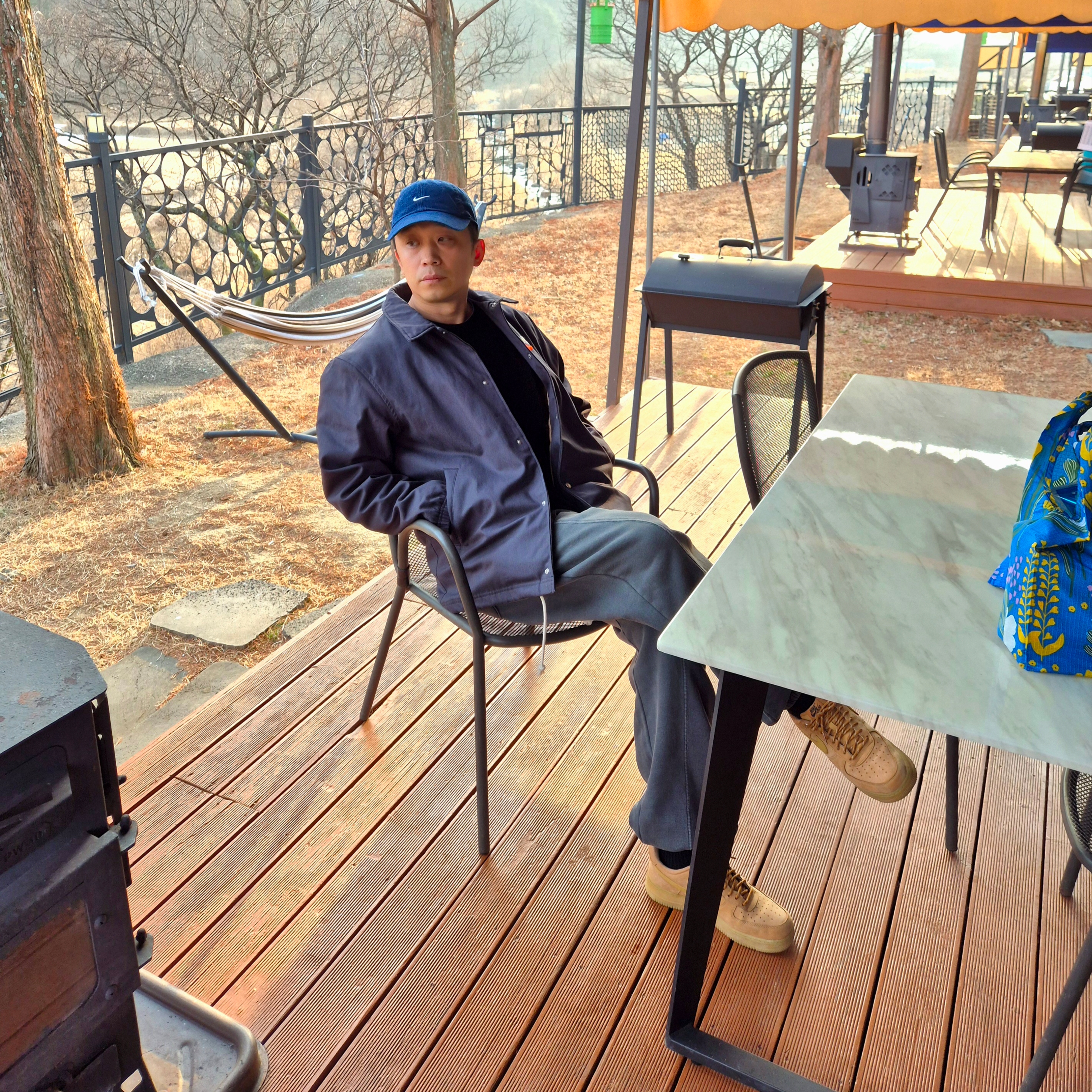 Nike Air Force 1 '07 WB Flax, Nike NSW Trend WC 1 Jacket Midnight Navy - Asia 착용 스타일 - 2