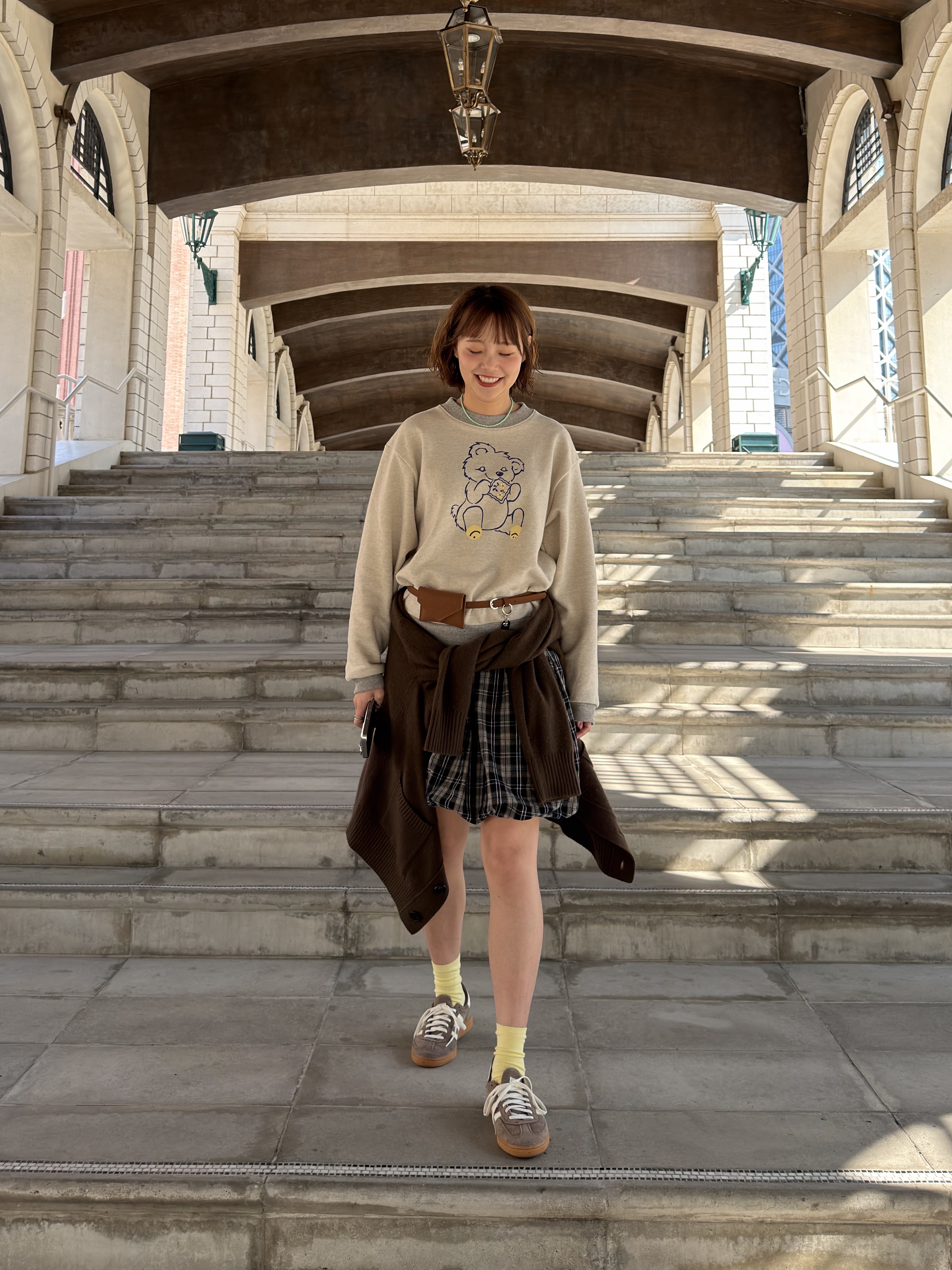 Kapital Top Fleece Crew Sweatshirt Peckish Little Bear Patch Kinari Gray, (W) Adidas Spezial Handball Earth Strata Off White 착용 스타일 - 3