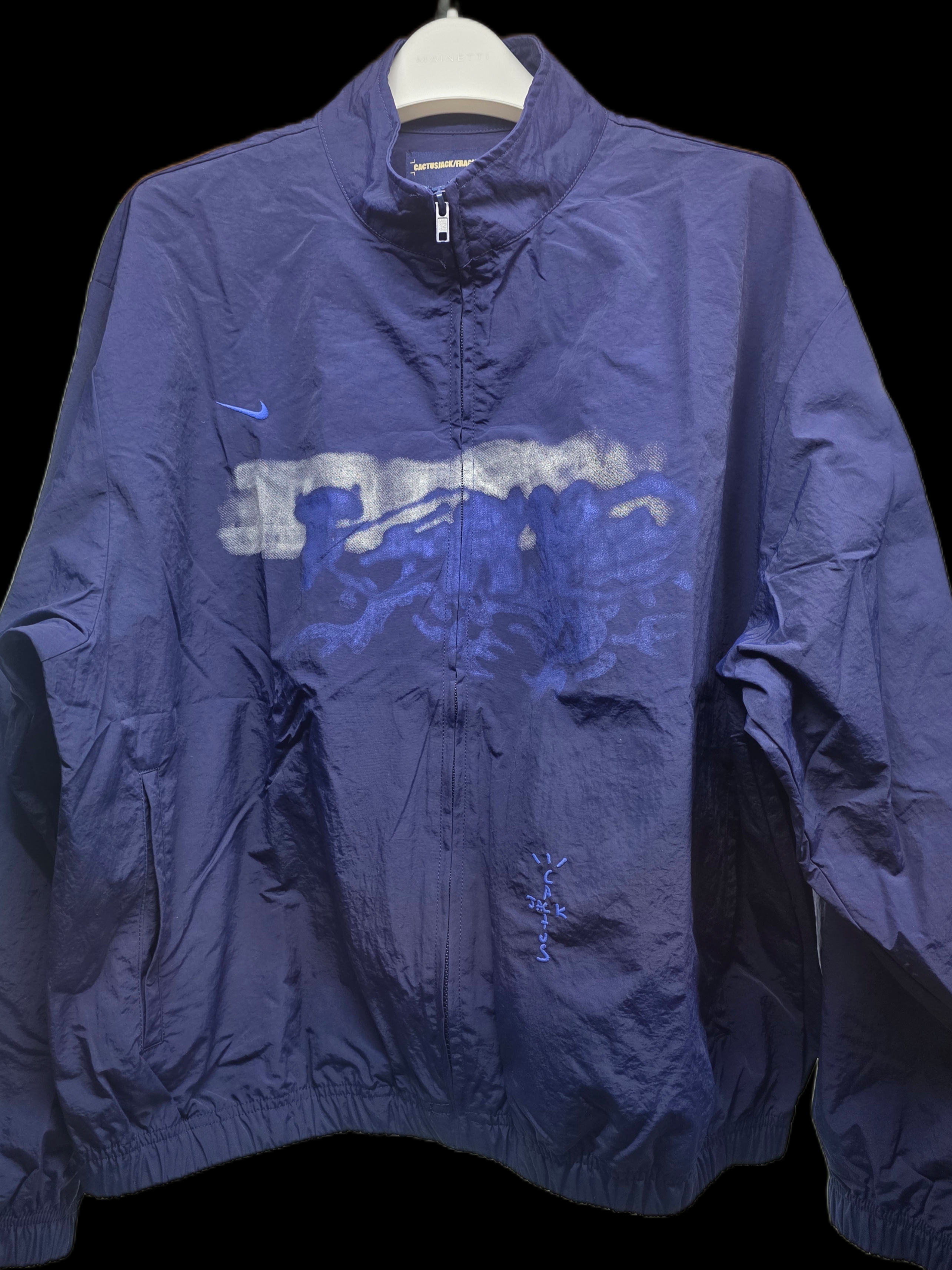 Travis Scott Cactus Jack x Fragment x Nike Tokyo Windbreaker Zip Jacket Navy 착용 스타일 - 1