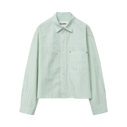 Haleine Cut-Off Cropped Stripe Shirt Mint (XT114)