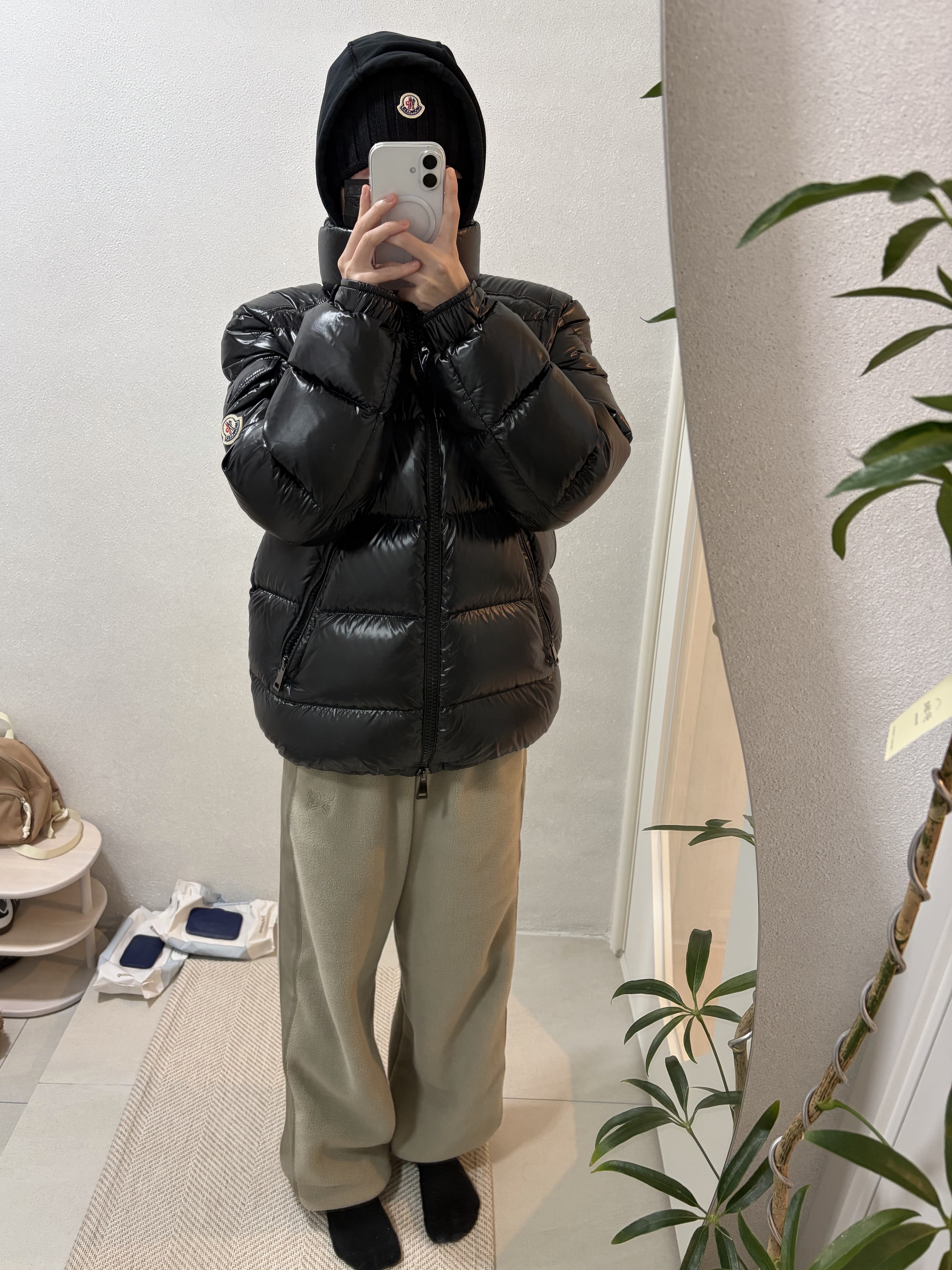 Uniqlo x Needles Fleece Wide Pants Beige - KR 착용 스타일