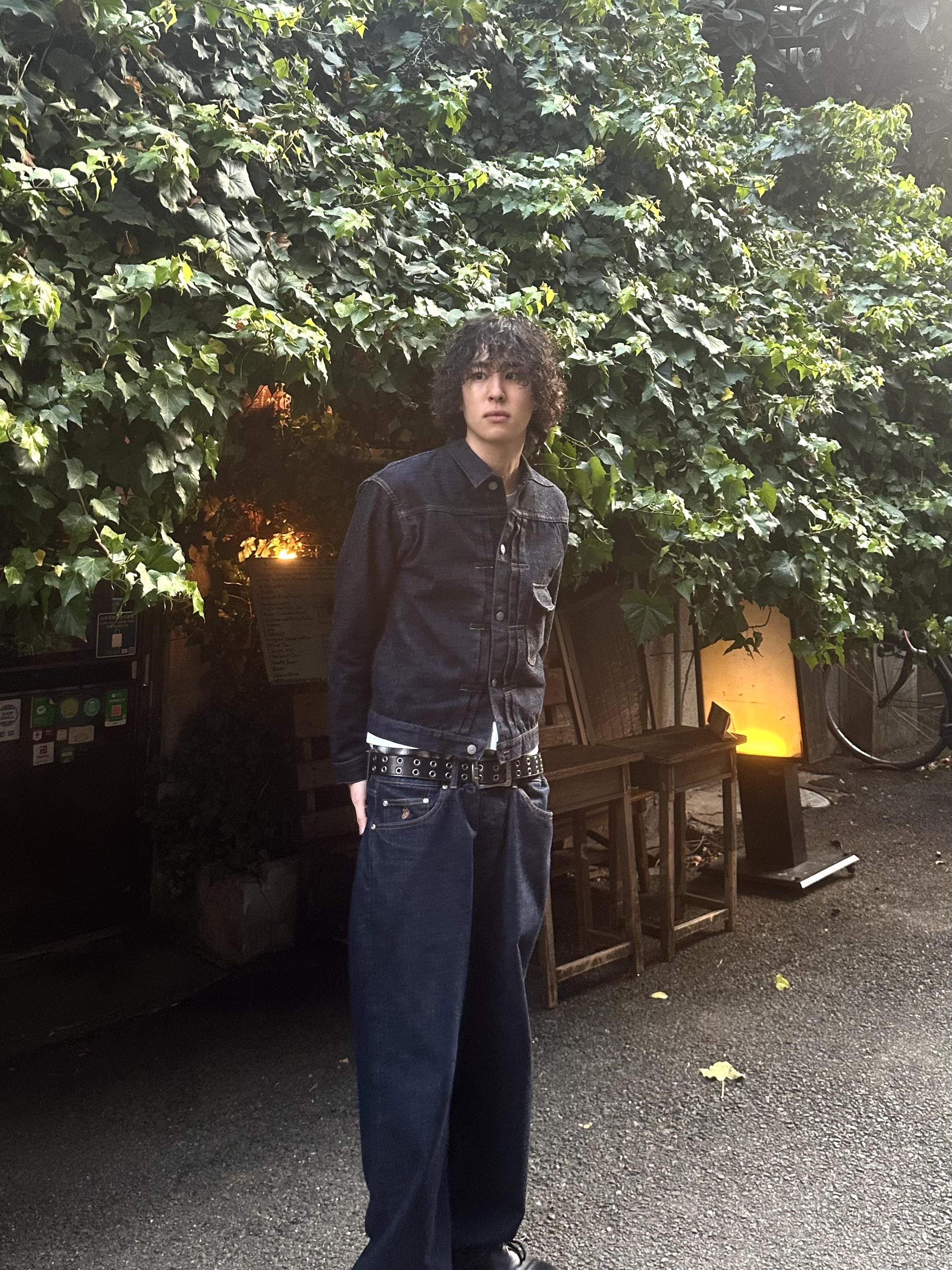 Sugar Cane 13 oz. 1936 Model Denim Blouse One Wash T-Black, Stussy Denim Big OL' Jean Rinsed Indigo 착용 스타일 - 1