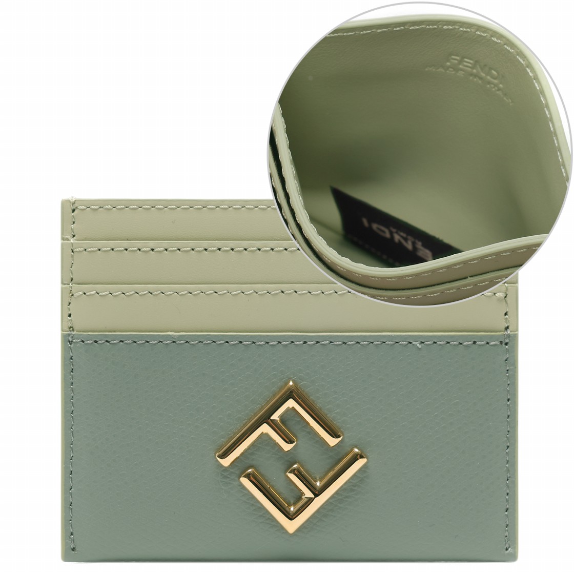 [25% 쿠폰] 펜디 FF 다이아몬드 레더 플랫 카드 케이스 그린([25% 쿠폰] Fendi FF Diamonds Leather Flat Card Case Green) - 2