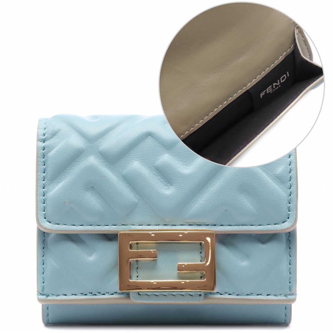 [25% 쿠폰] 펜디 바게트 마이크로 트라이폴드 월렛 라이트 블루([25% 쿠폰] Fendi Baguette Micro Tri-Fold Wallet Light Blue) - 2