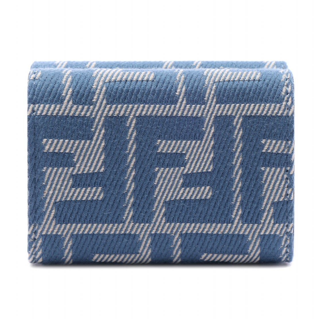 [25% 쿠폰] 펜디 바게트 마이크로 트라이폴드 FF 자카드 데님 월렛 블루([25% 쿠폰] Fendi Baguette Micro Trifold FF Jacquard Denim Wallet Blue) - 4