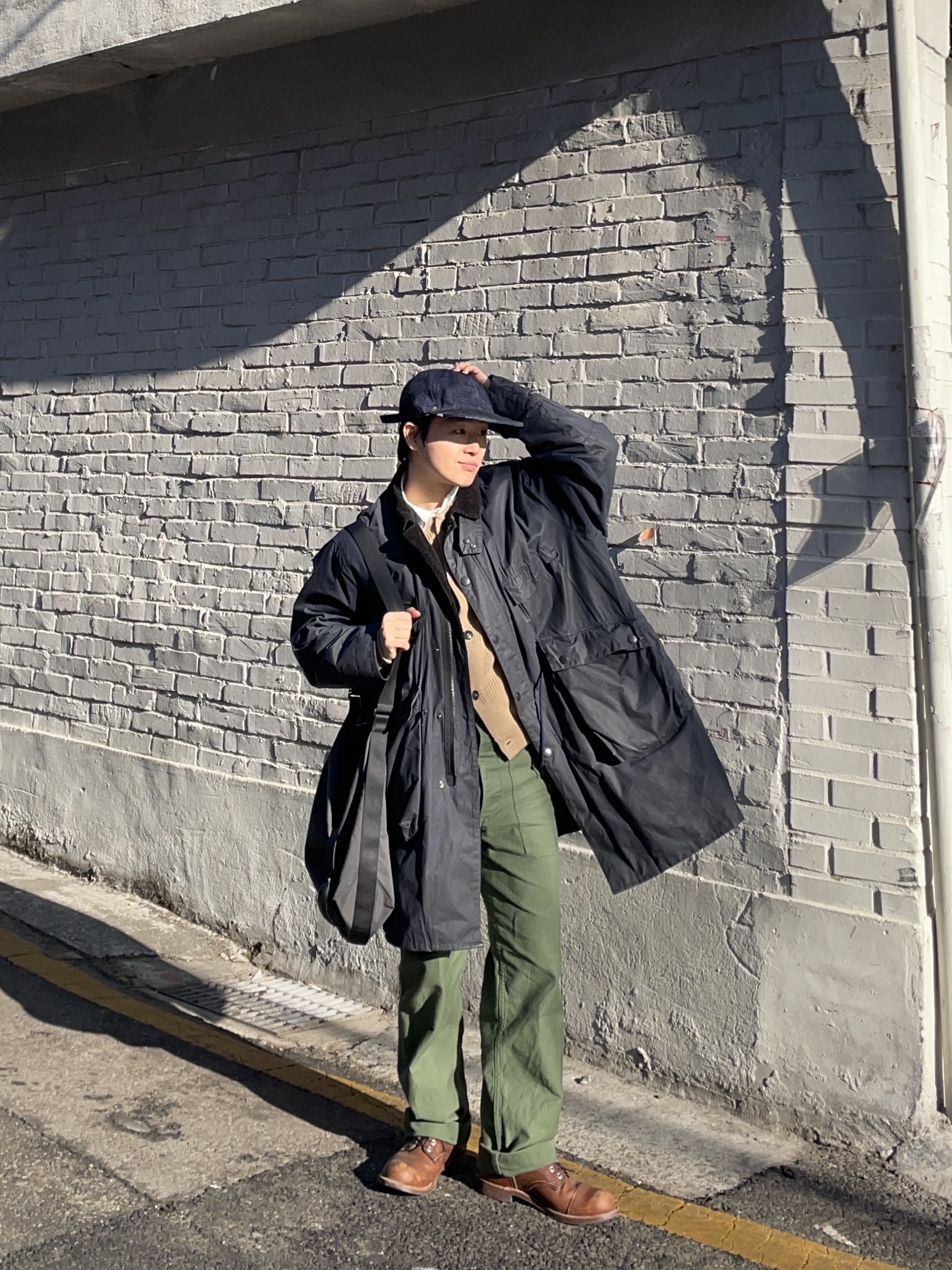 Orslow 5002 US Army Fatigue Pants Green, Red Wing Iron Ranger 8111 Amber Harness - D 착용 스타일