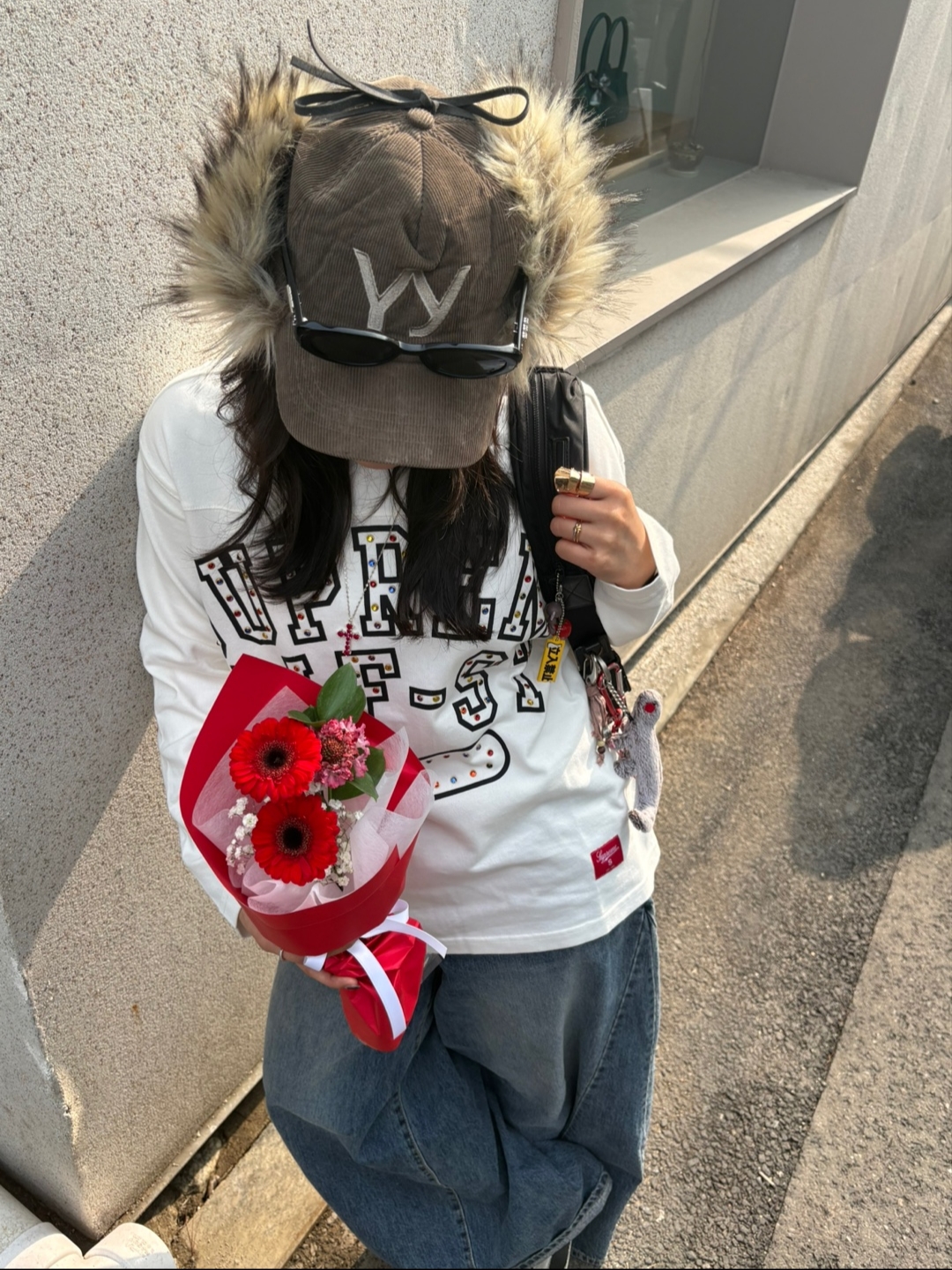 Palace x Y-3 Reversible Souvenir Jacket Navy Cream - 22FW, Open Yy Faux Fur Corduroy Earflap Cap Khaki 착용 스타일 - 4