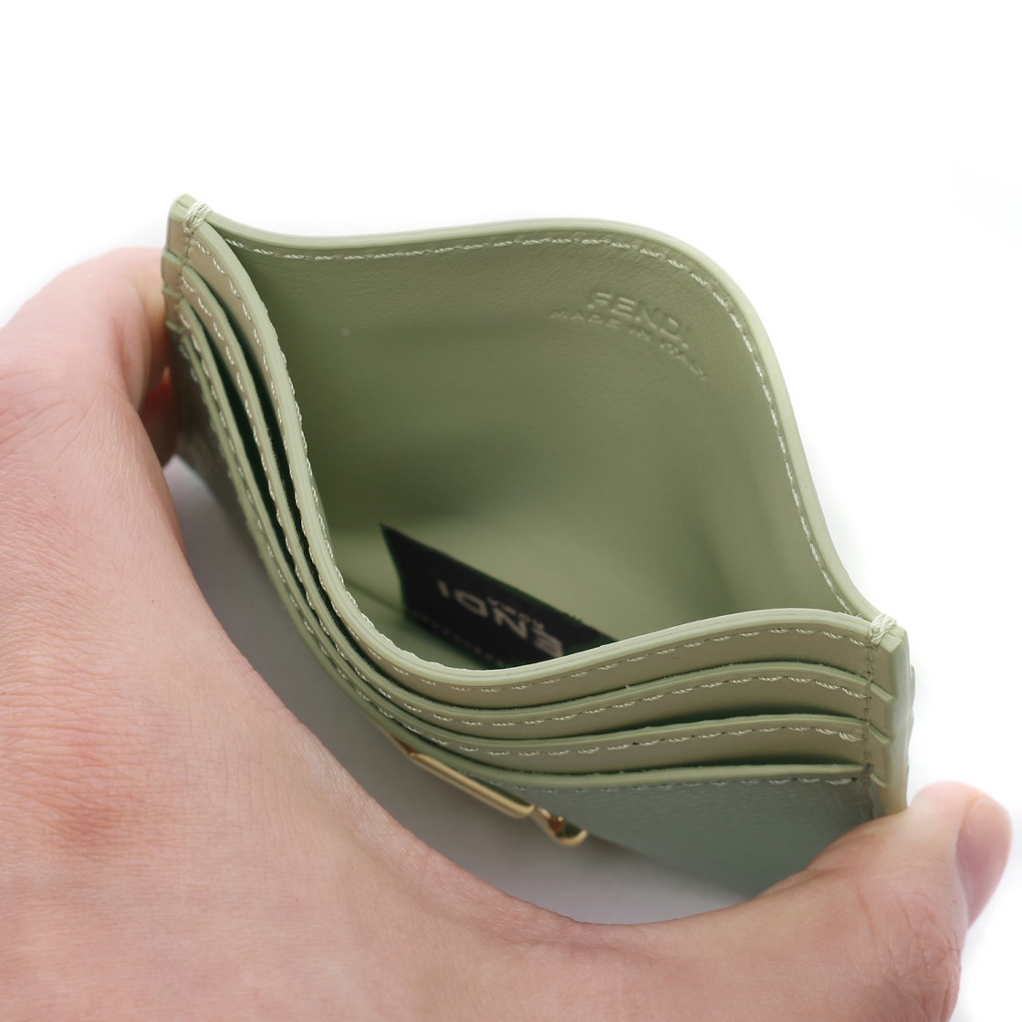 [25% 쿠폰] 펜디 FF 다이아몬드 레더 플랫 카드 케이스 그린([25% 쿠폰] Fendi FF Diamonds Leather Flat Card Case Green) - 6