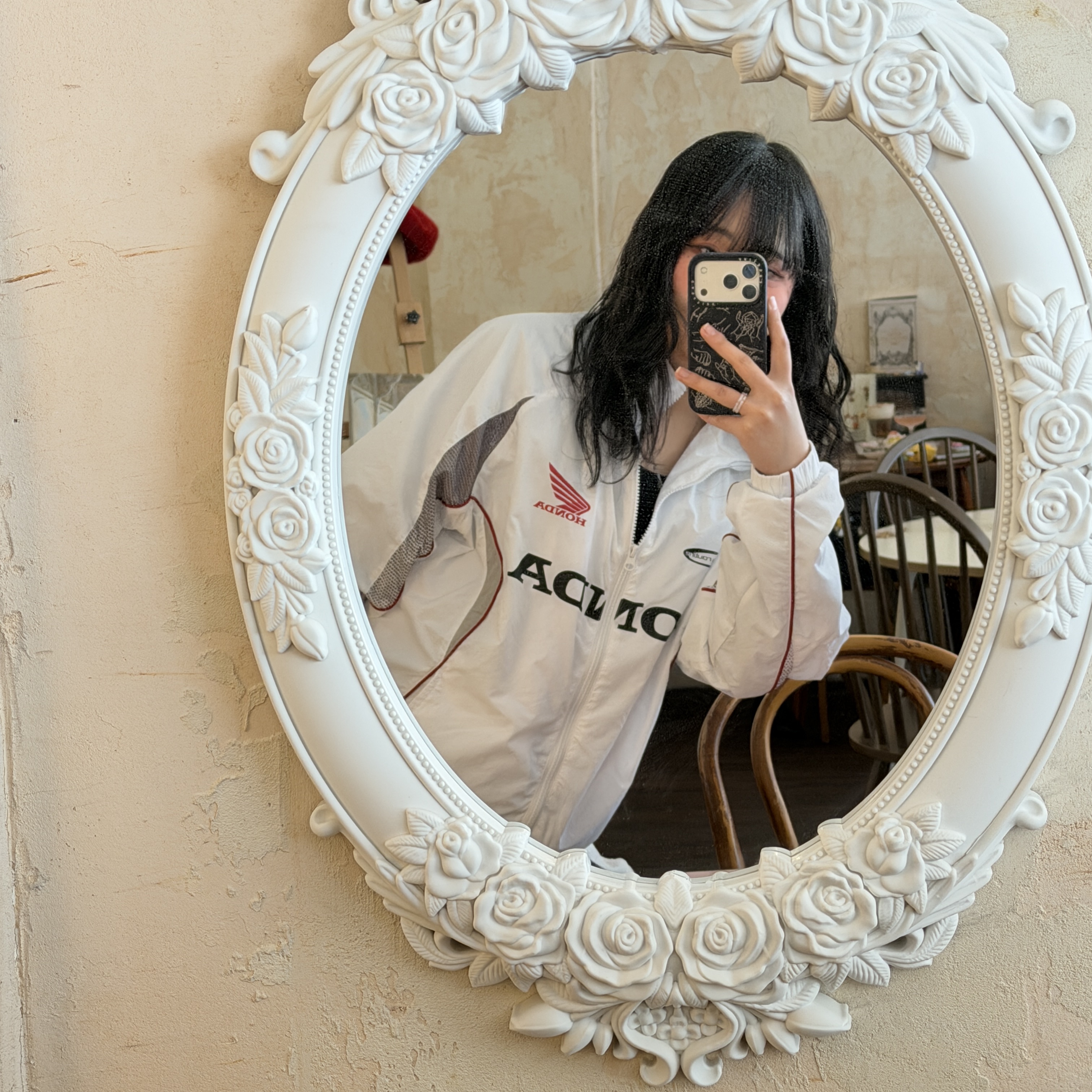 Honda Track Zip up Jacket White 착용 스타일 - 1