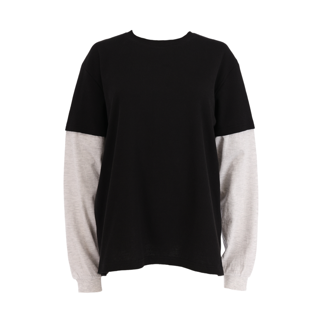 사유 피그먼트 와플 레이어드 티셔츠 블랙(sayuu Pigment Waffle Layered T-shirt Black)