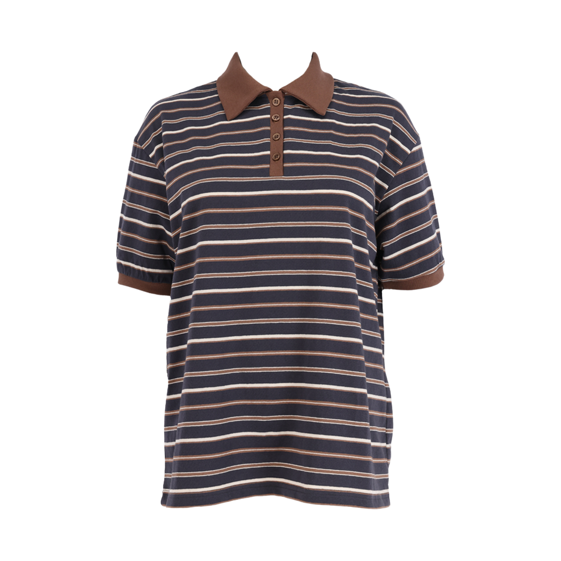 사유 스트라이프 비스킷 칼라 반팔 티 차콜(sayuu Striped Biscuit Collar T-shirt Charcoal)