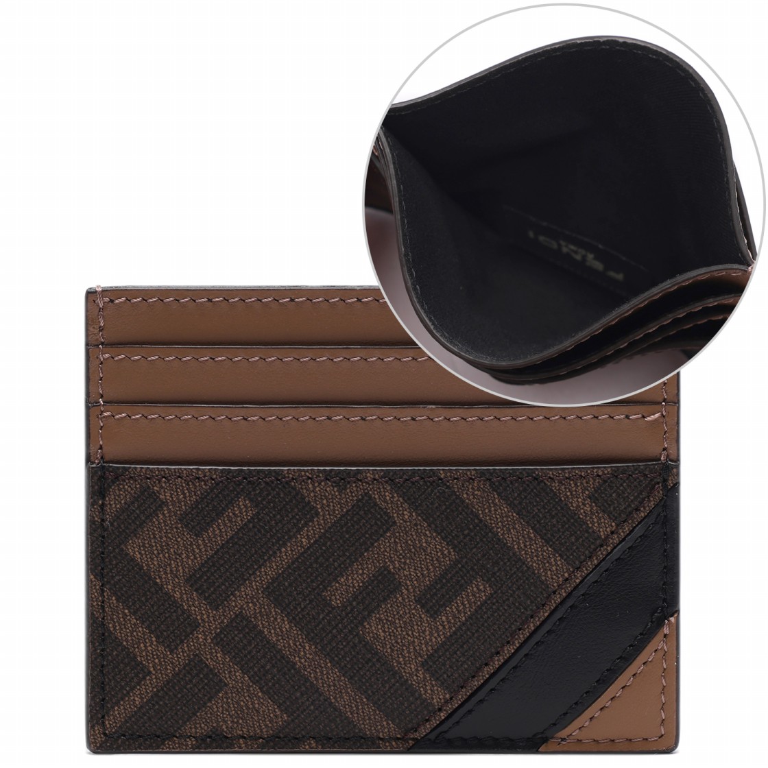 [25% 쿠폰] 펜디 FF 모티프 패브릭 카드 홀더 브라운([25% 쿠폰] Fendi FF Motif Fabric Card Holder Brown) - 2
