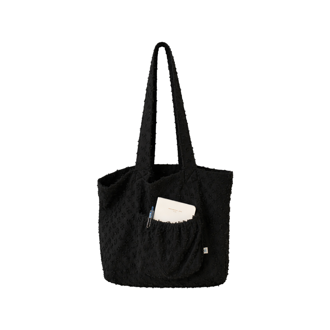 사유 팝콘 플라워 캐주얼 쇼퍼 백 블랙(sayuu Popcorn Flower Casual Shopper Bag Black)