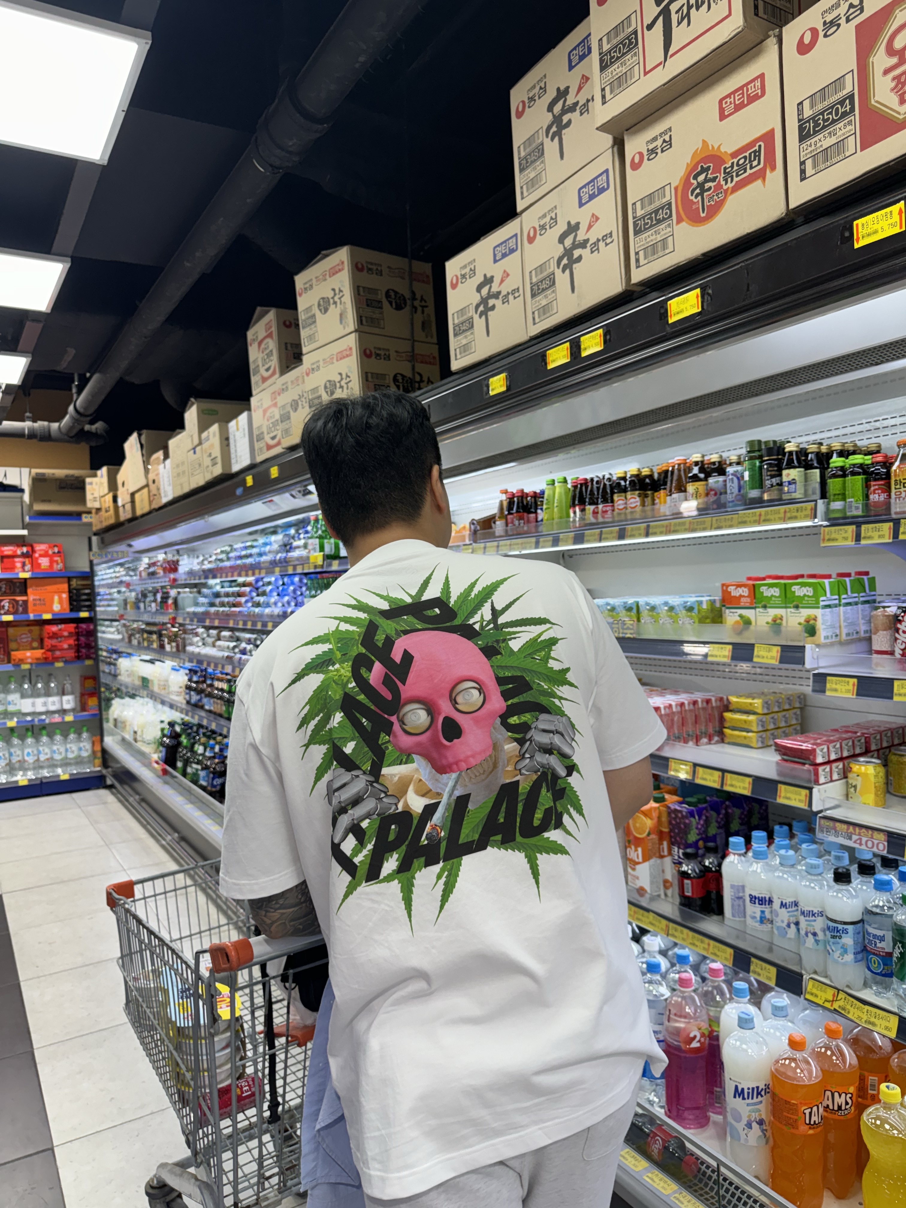 Palace Baked P-3 T-Shirt White - 24SS, Palace P 6-Panel Pine - 25SS 착용 스타일 - 2