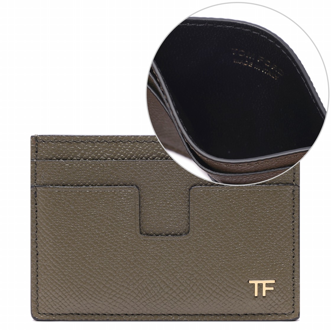 [25% 쿠폰] 톰포드 로고 T 라인 레더 카드 홀더 월렛 카키([25% 쿠폰] Tom Ford Logo T Line Leather Card Holder Wallet Khaki) - 2
