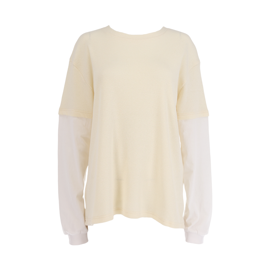 사유 피그먼트 와플 레이어드 티셔츠 레몬(sayuu Pigment Waffle Layered T-shirt Lemon)