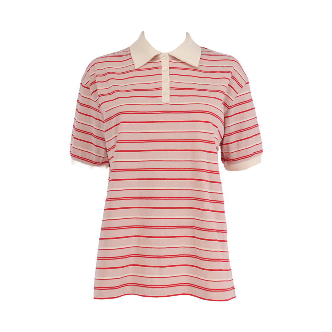 사유 스트라이프 비스킷 칼라 반팔 티 더스티 핑크(sayuu Striped Biscuit Collar T-shirt Dusty Pink)
