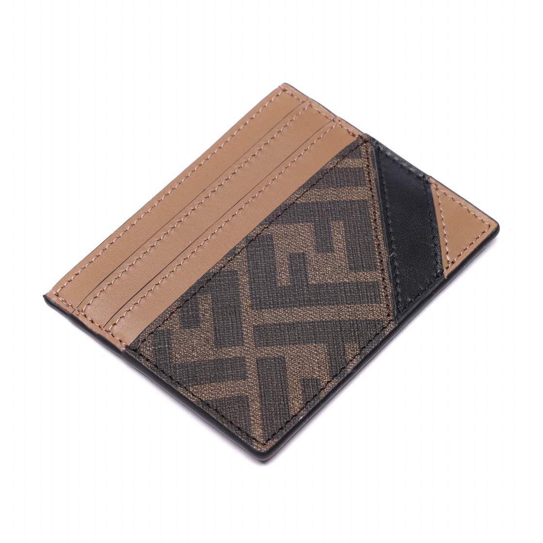 [25% 쿠폰] 펜디 FF 모티프 패브릭 카드 홀더 브라운([25% 쿠폰] Fendi FF Motif Fabric Card Holder Brown) - 5