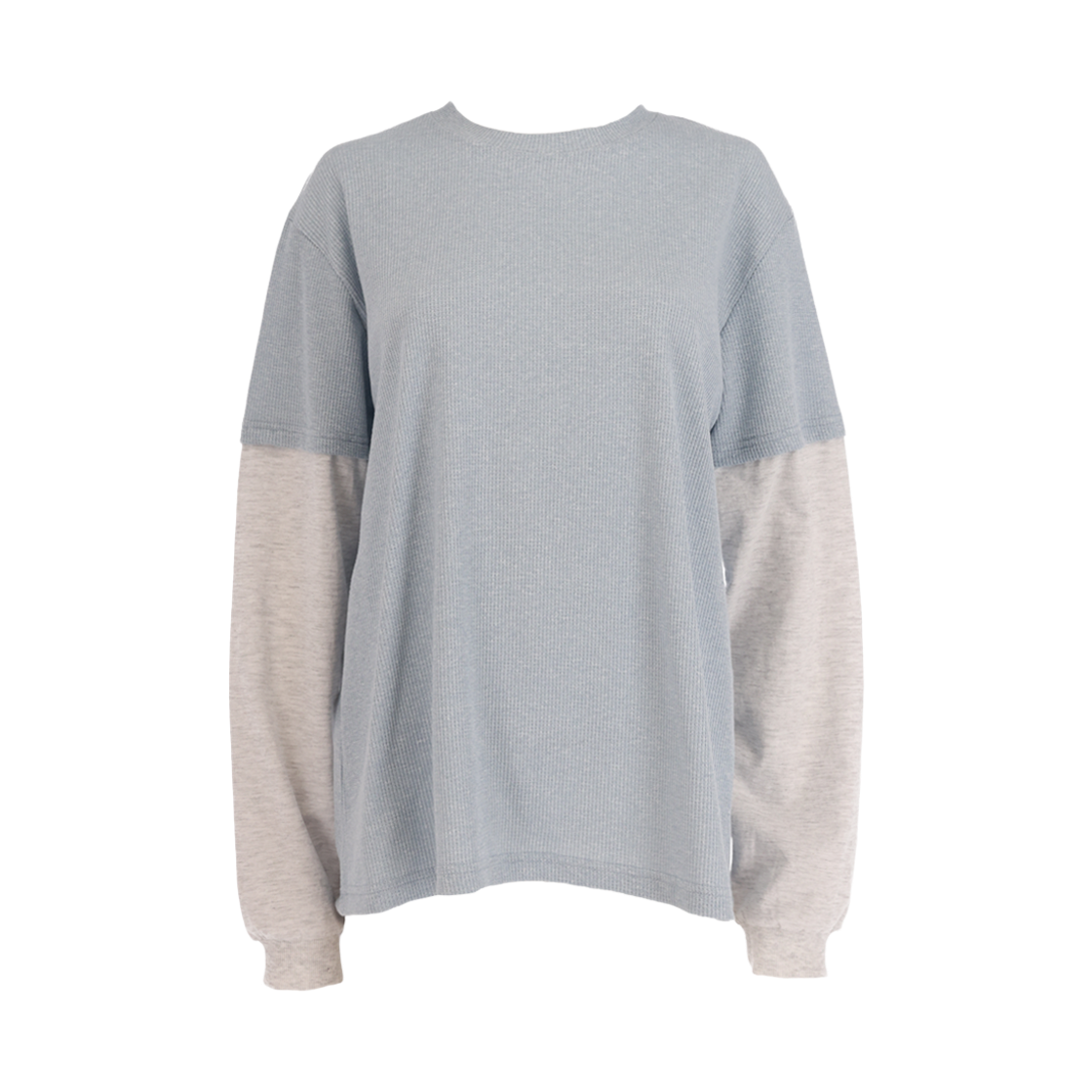 사유 피그먼트 와플 레이어드 티셔츠 라이트 블루(sayuu Pigment Waffle Layered T-shirt Light Blue)