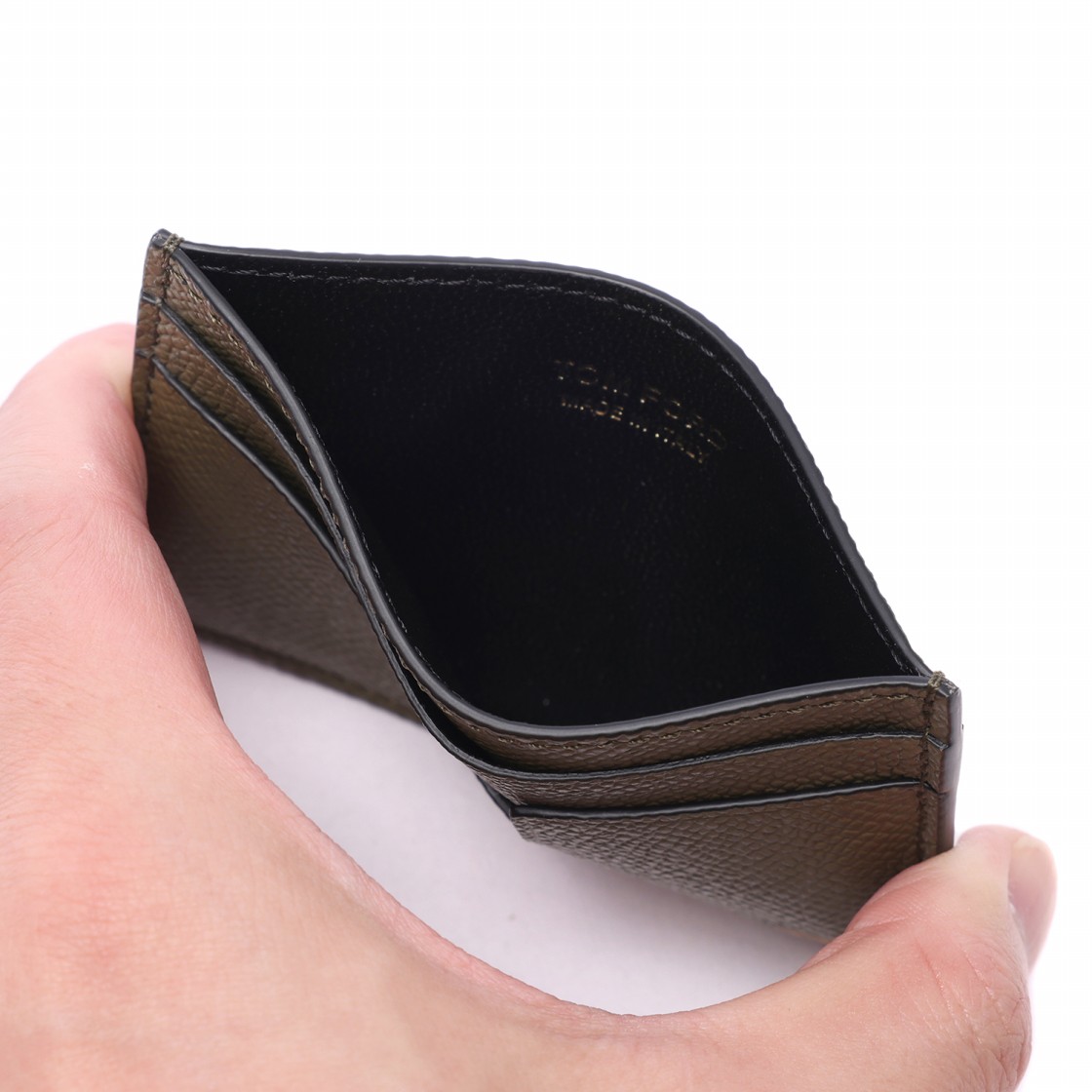 [25% 쿠폰] 톰포드 로고 T 라인 레더 카드 홀더 월렛 카키([25% 쿠폰] Tom Ford Logo T Line Leather Card Holder Wallet Khaki) - 6