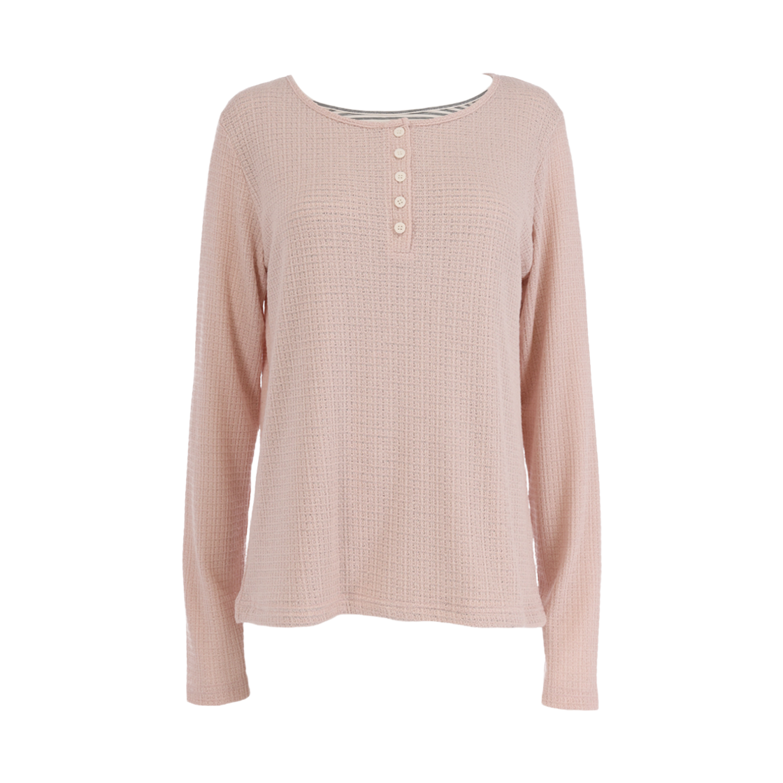 사유 소프트 레이어드 헨리넥 티셔츠 더스티 핑크(sayuu Soft Layered Henley Neck T-shirt Dusty Pink) - 1