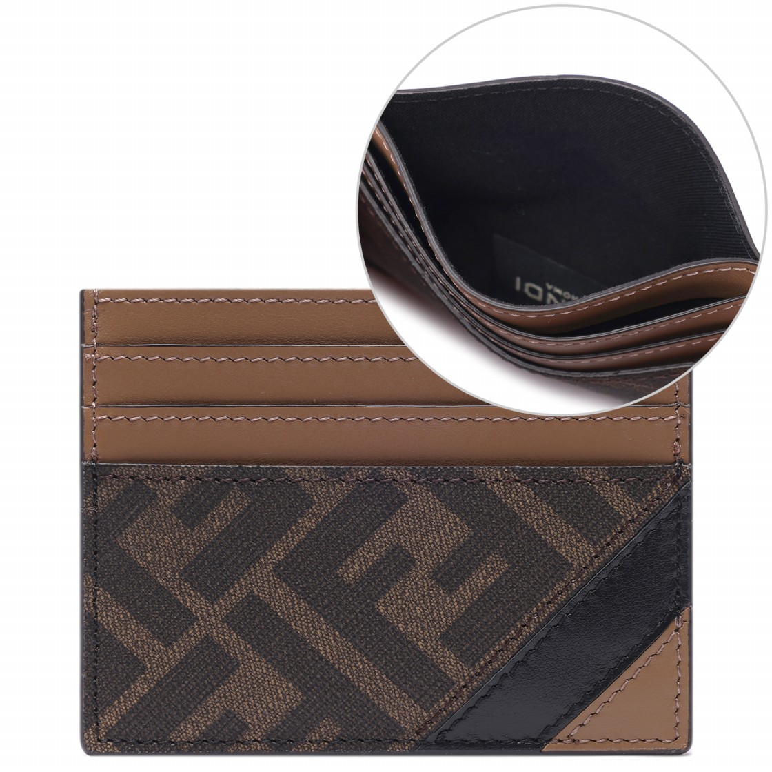 [25% 쿠폰] 펜디 FF 모티프 패브릭 카드 홀더 브라운([25% 쿠폰] Fendi FF Motif Fabric Card Holder Brown) - 2
