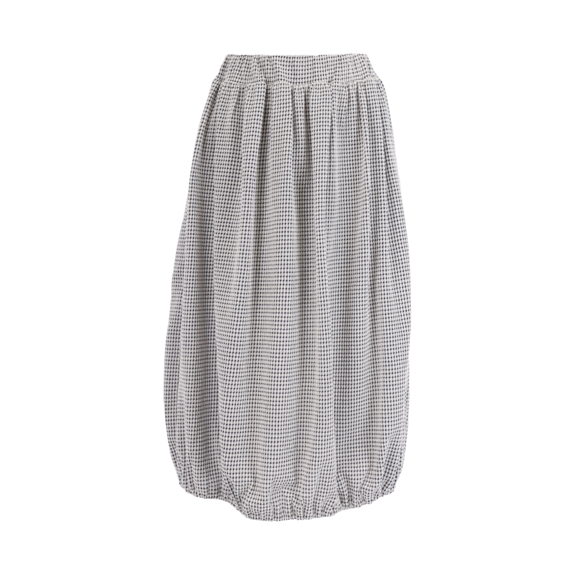 사유 시어서커 벌룬 롱 스커트 네이비 체크(sayuu Seersucker Balloon Long Skirt Navy Check)