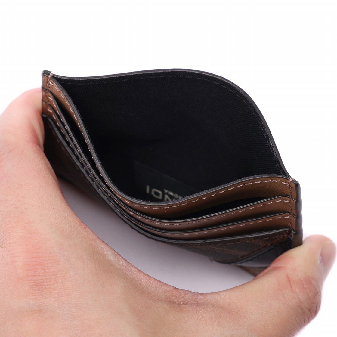 [25% 쿠폰] 펜디 FF 모티프 패브릭 카드 홀더 브라운([25% 쿠폰] Fendi FF Motif Fabric Card Holder Brown) - 6