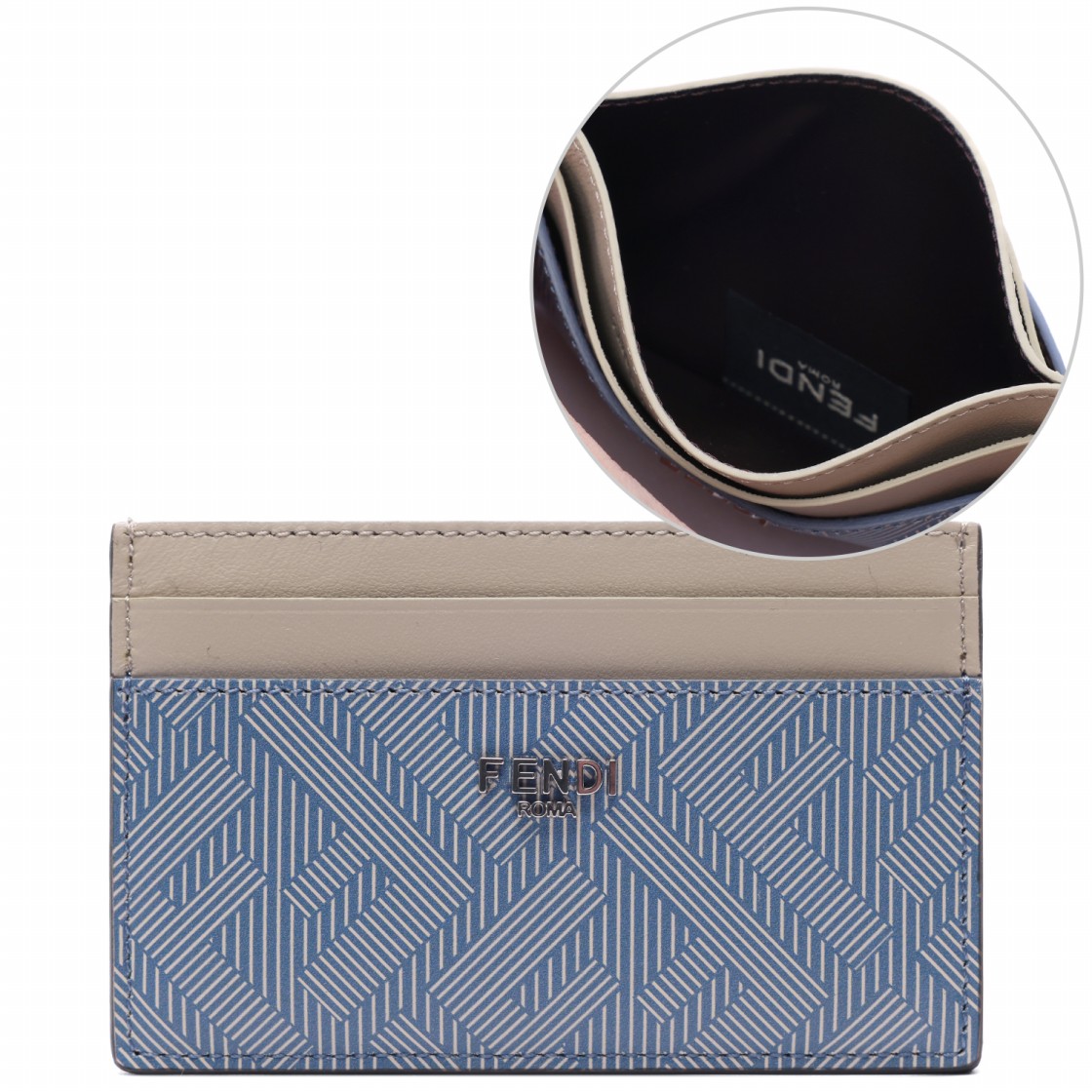 [25% 쿠폰] 펜디 쉐도우 레더 카드 홀더 세룰리언 블루([25% 쿠폰] Fendi Shadow Leather Card Holder Cerulean Blue) - 2