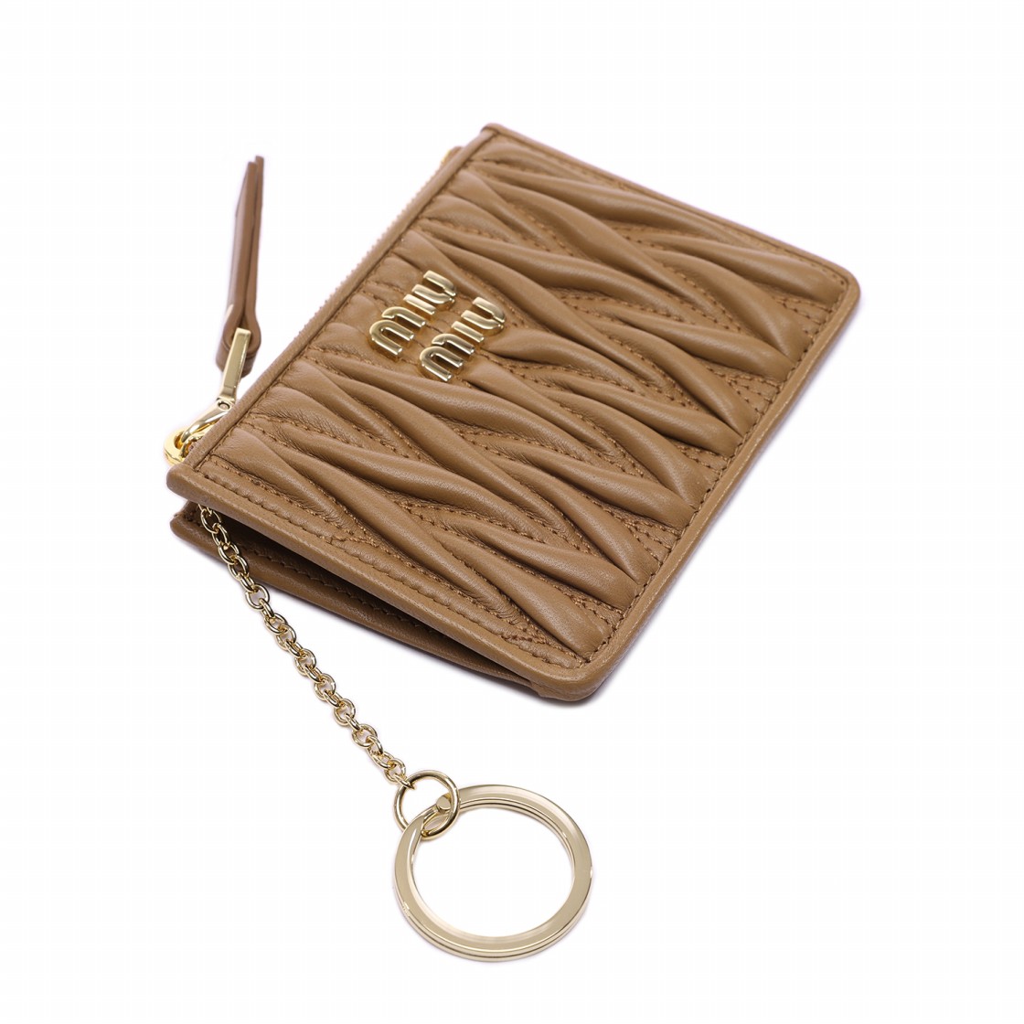 [25% 쿠폰] 미우 미우 마테라쎄 나파 레더 카드 홀더 카라멜([25% 쿠폰] Miu Miu Matelasse Nappa Leather Card Holder Caramel) - 5