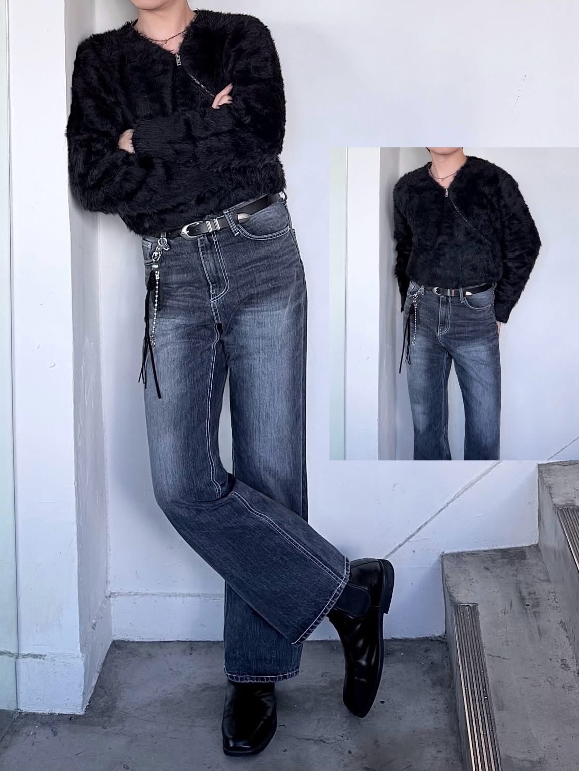 Zara Rock Style Flap Shoulder Bag Black, Jacquemus La Chaine Signature Logo Chain Necklace Silver 착용 스타일 - 7