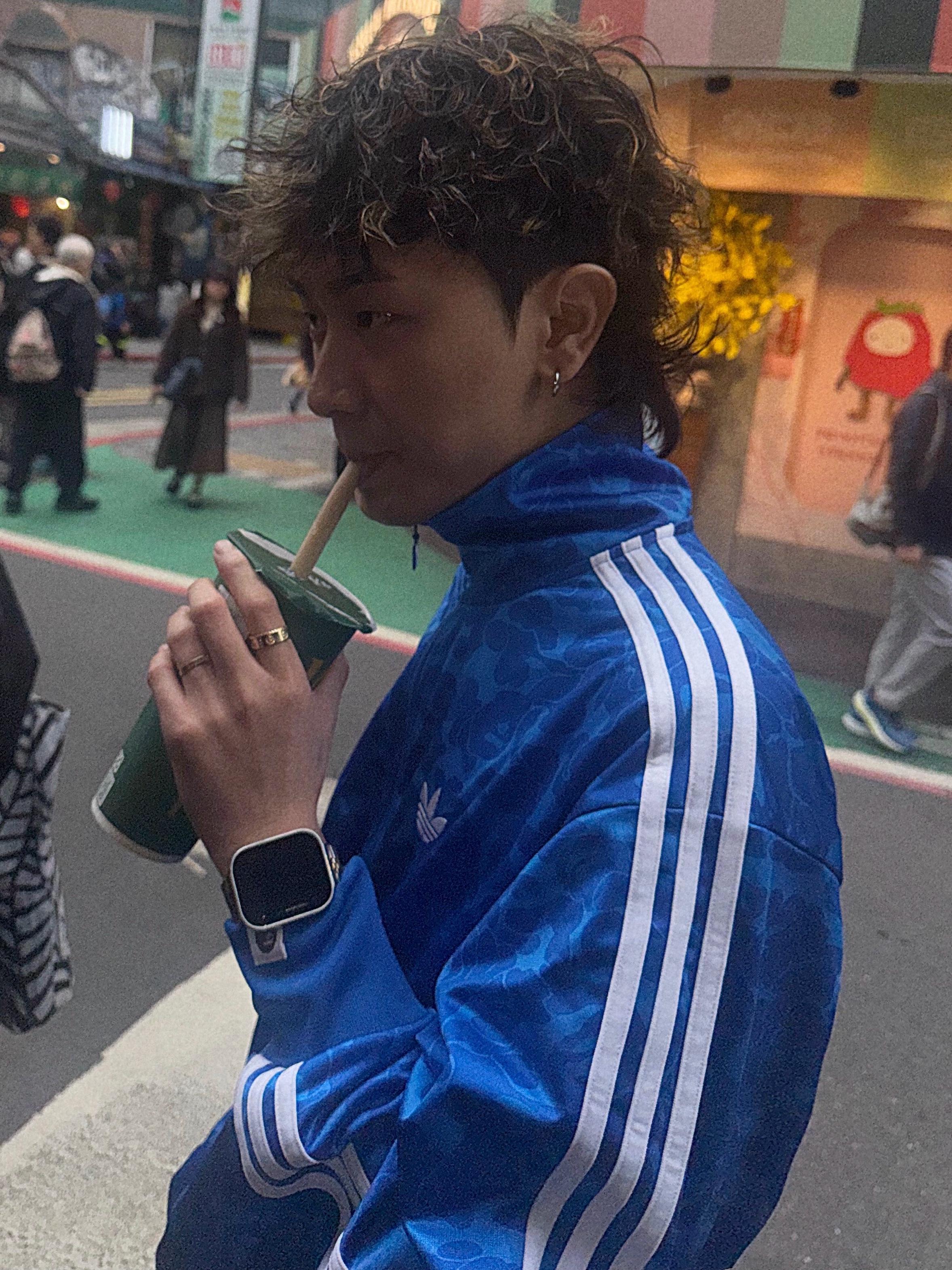 Adidas x BAPE Allover Print Track Top Blue - KR Sizing 착용 스타일