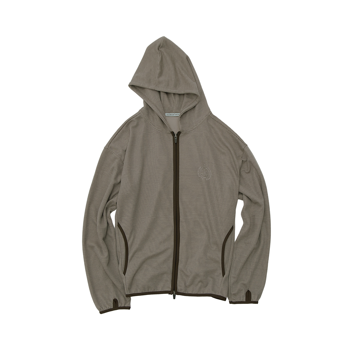 HM6PJU6041C8 Polyteru Human Index Human Striped Jersey Zip Hoodie Beige