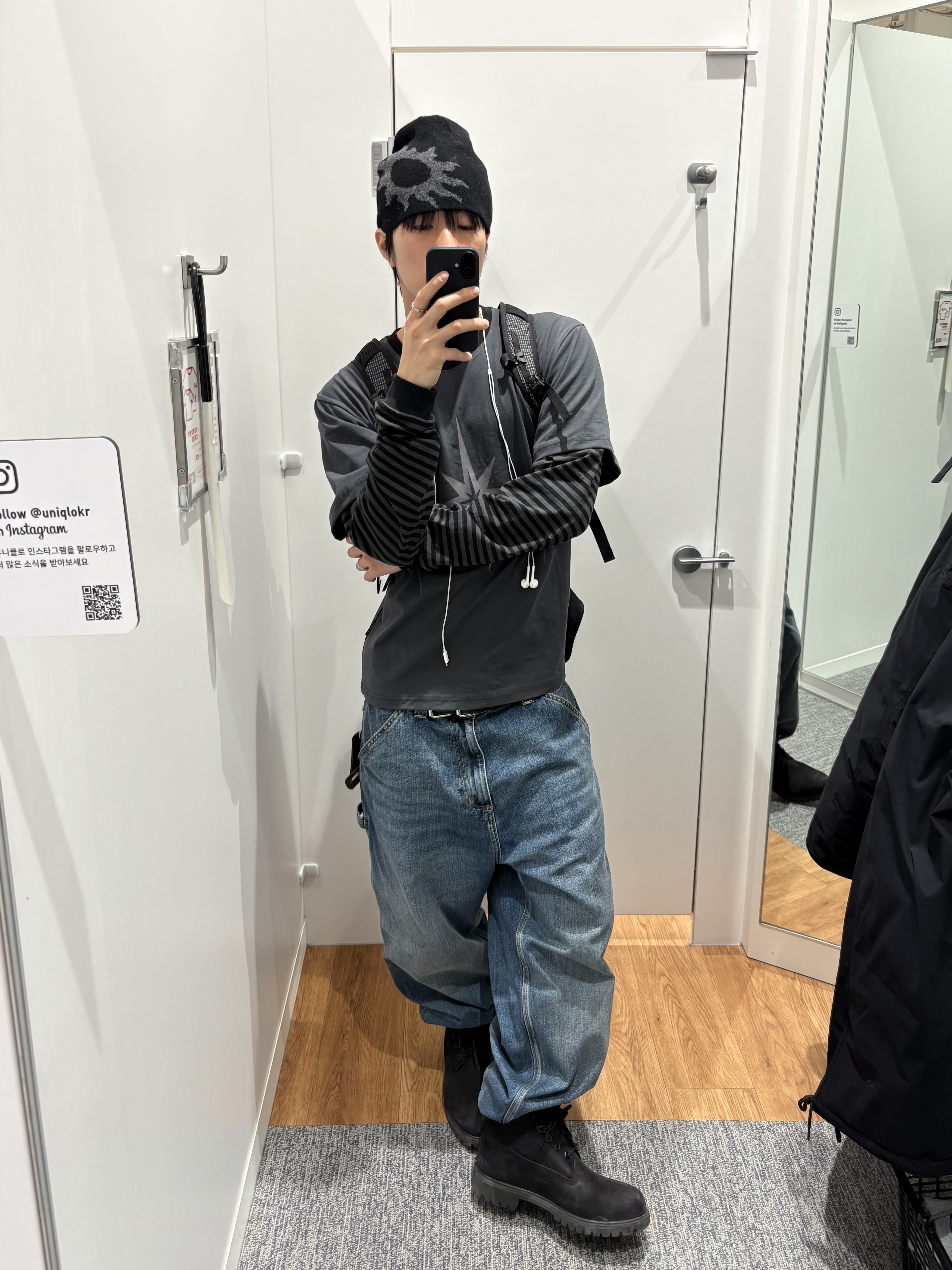 (W) Carhartt WIP Brandon Single Knee Pant Camano Blue Dark Used Wash, Timberland Premium 6 inch Waterproof Boot Black Nubuck - Wide 착용 스타일 - 1