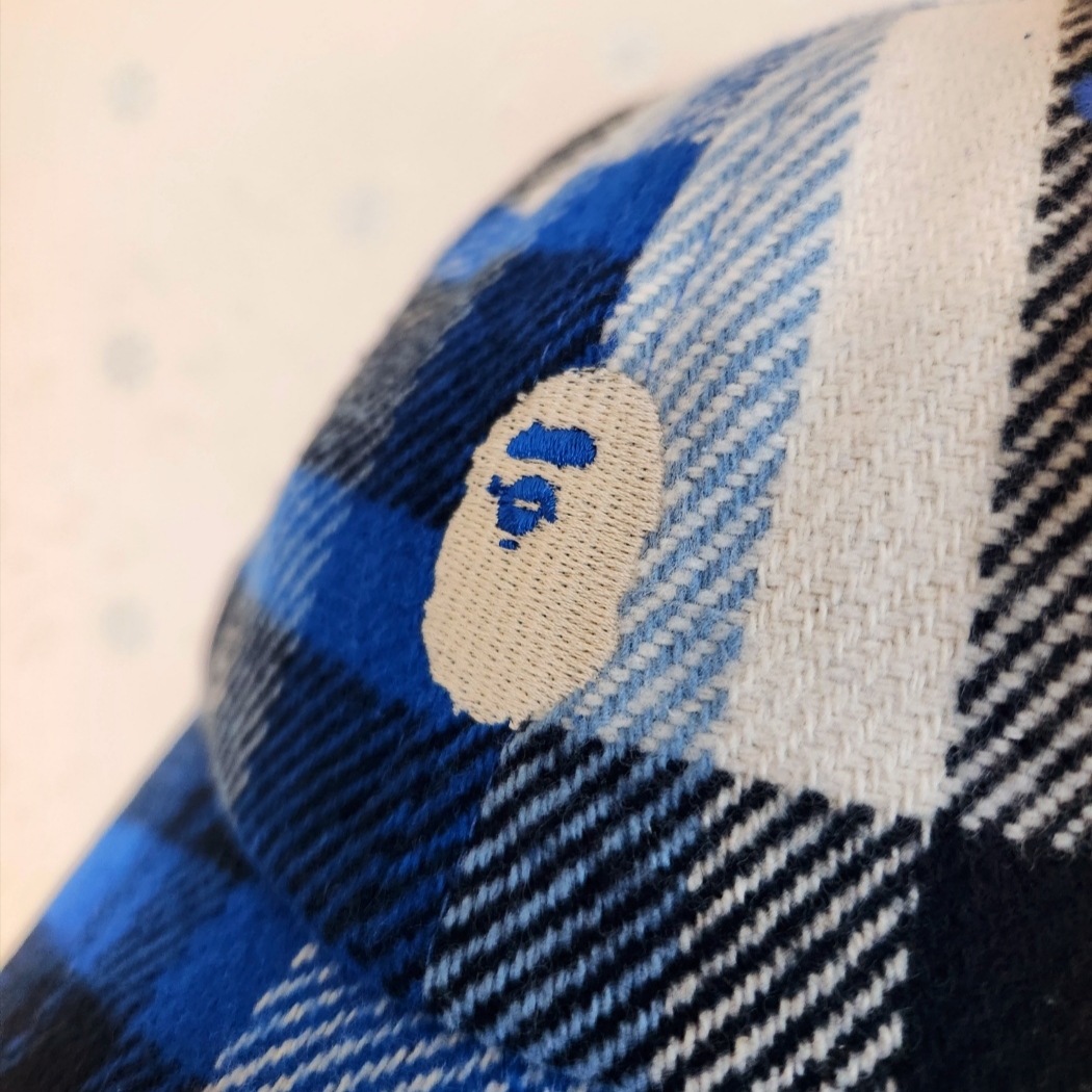 BAPE Check Panel Cap Blue 착용 스타일 - 2