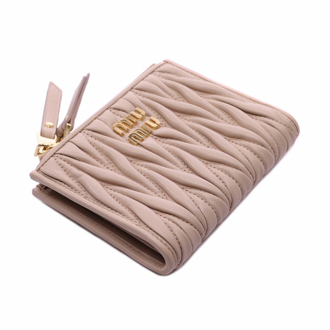 [25% 쿠폰] 미우 미우 스몰 마테라쎄 나파 레더 월렛 파우더 핑크([25% 쿠폰] Miu Miu Small Matelasse Nappa Leather Wallet Powder Pink) - 5