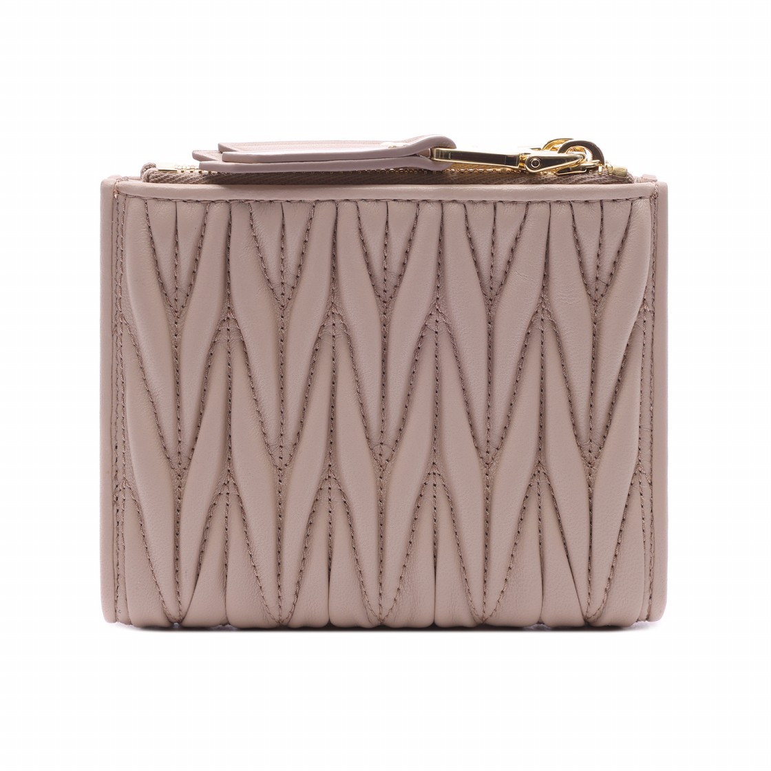 [25% 쿠폰] 미우 미우 스몰 마테라쎄 나파 레더 월렛 파우더 핑크([25% 쿠폰] Miu Miu Small Matelasse Nappa Leather Wallet Powder Pink) - 4