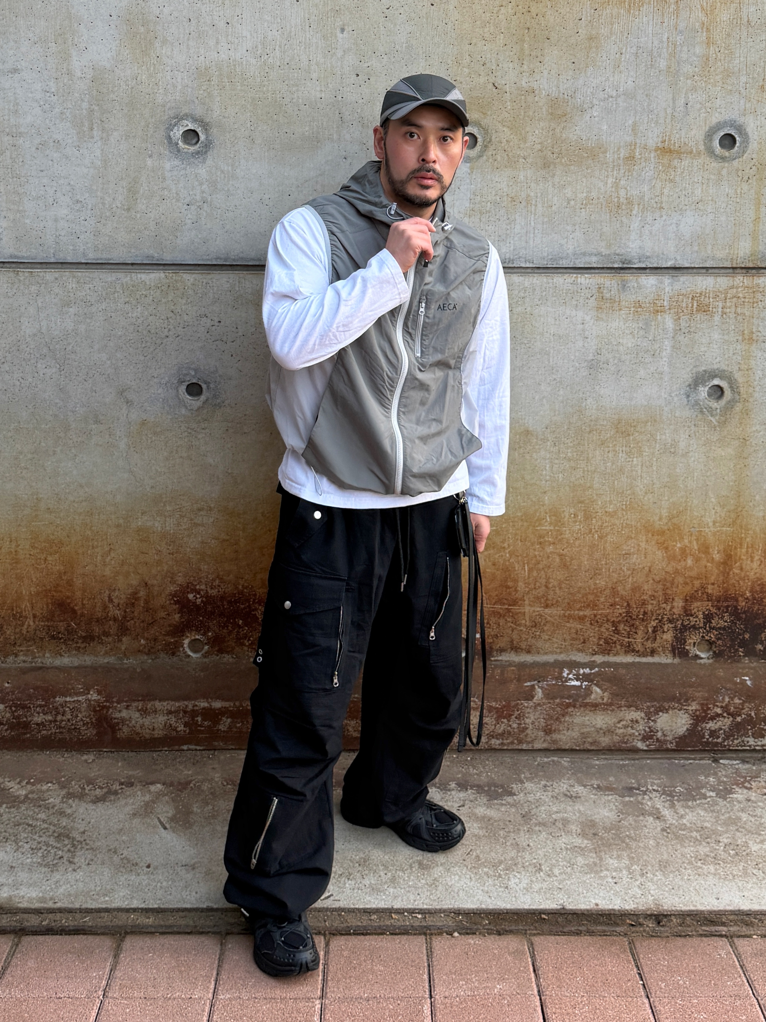 Flavorism Ripstop Parachute Cargo Pants Black 착용 스타일 - 1