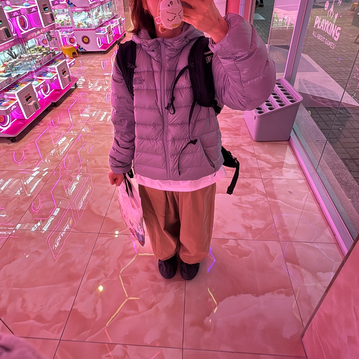 The North Face Matier Down Hoodie RDS Light Gray - 25FW 착용 스타일 - 1
